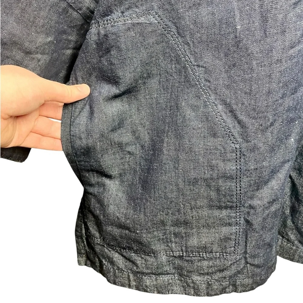 Lafayette 148 New York Linen Dark Blue Indigo Shirt Jacket Pockets Women's P/S - Picture 4 of 9